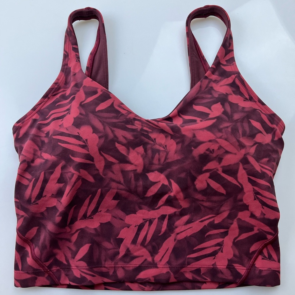 Lululemon Align Tank Cropped Top Built-in-Bra Spray Leaf Firrside Red - Picture 4 of 8